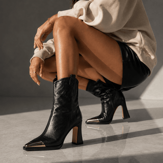 Ambre | Bottines western à bout métallisé