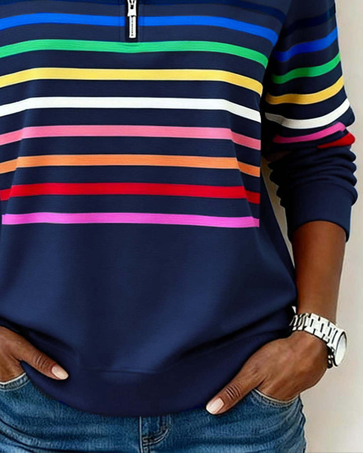 Fanny | Pull demi-zippé à rayures colorées