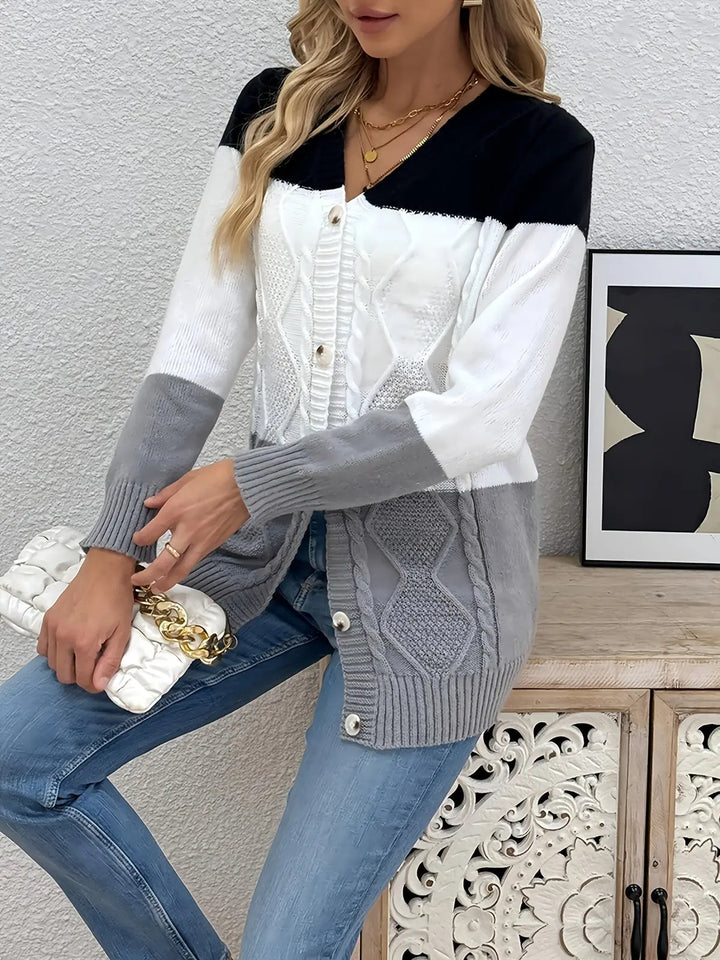 Philippine | Gilet colorblock en maille torsadée