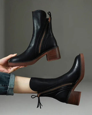 Hortense | Bottines en cuir à talon carré
