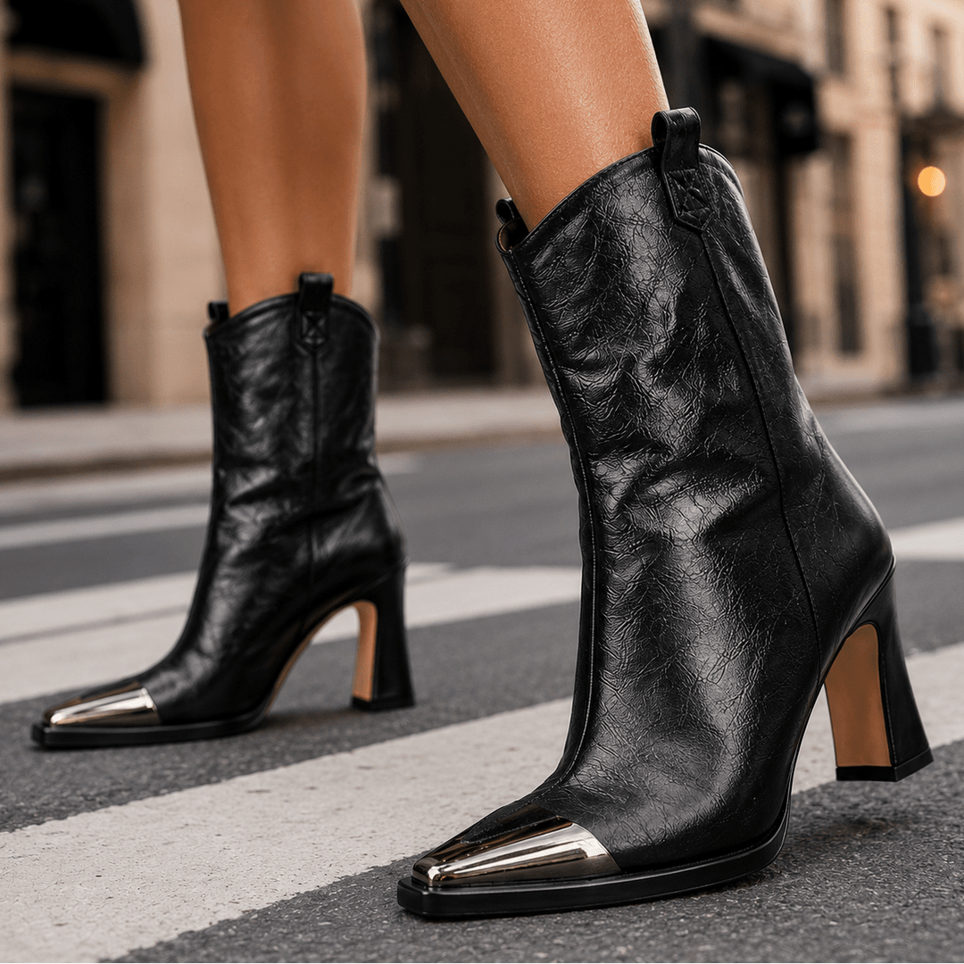 Ambre | Bottines western à bout métallisé