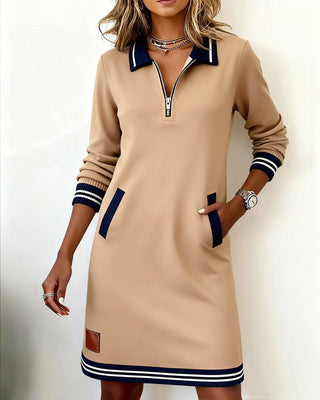 Adèle | Robe polo zippée à manches longues