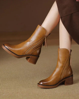 Hortense | Bottines en cuir à talon carré