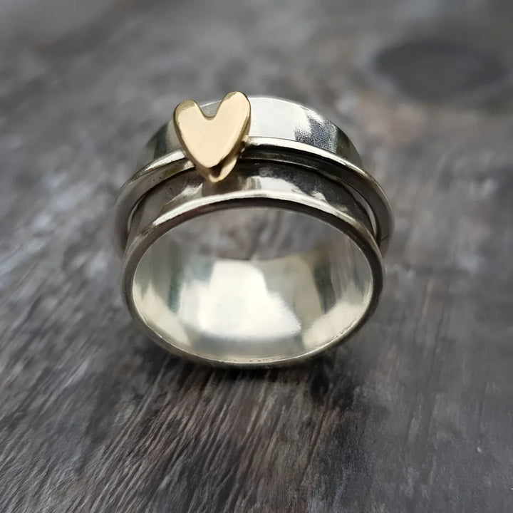 Faustine | Bague cœur en argent plaqué or