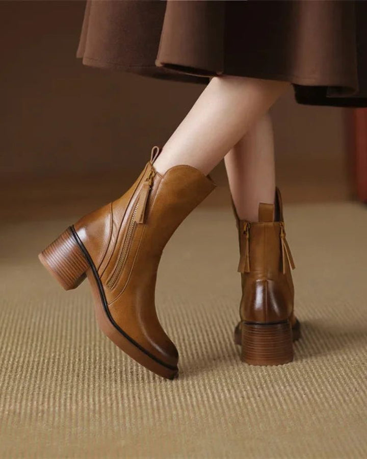 Hortense | Bottines en cuir à talon carré