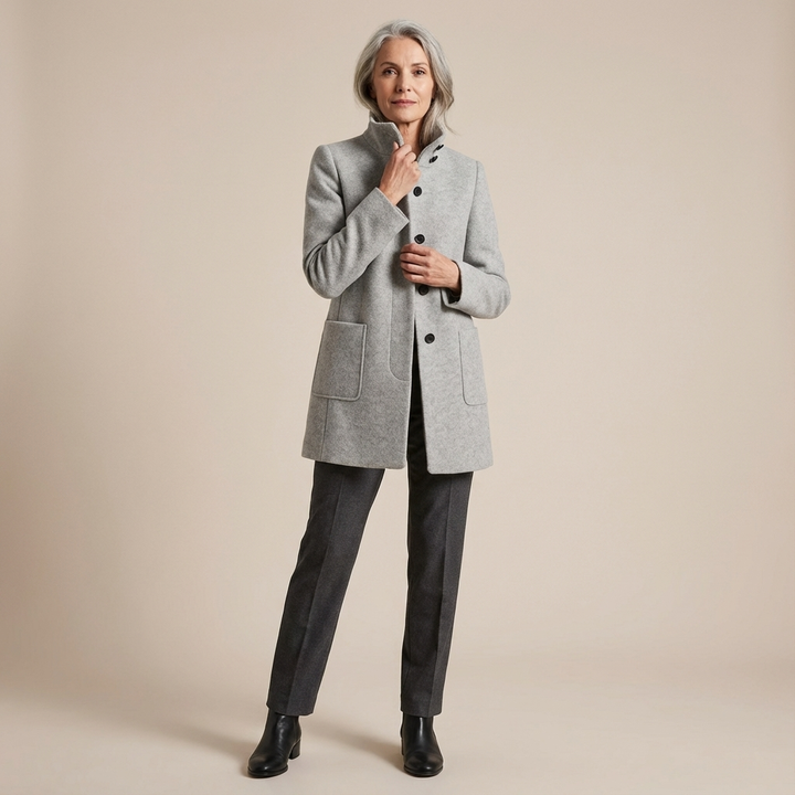Amandine | Manteau col montant effet laine