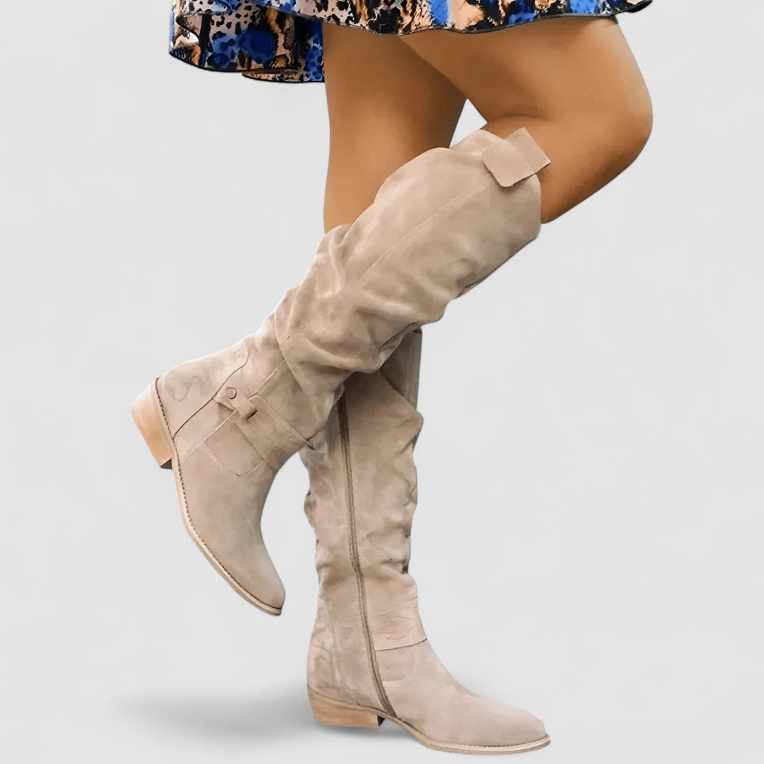 Salomé | Bottes hautes froncées en suédine