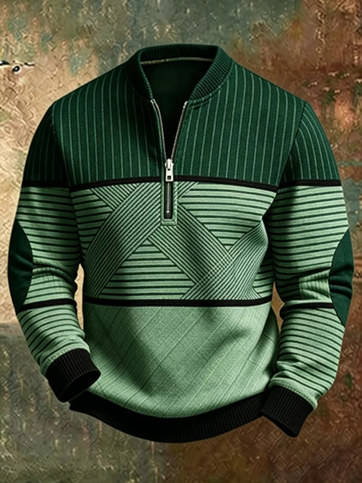 Gaëtan | Pull homme demi-zippé à motif géométrique