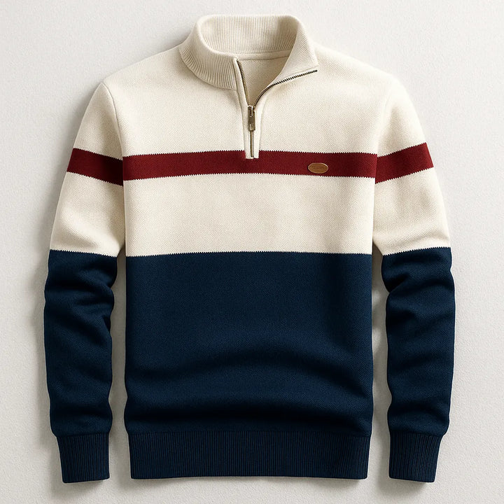 Lazare | Pull demi-zippé à bandes contrastées
