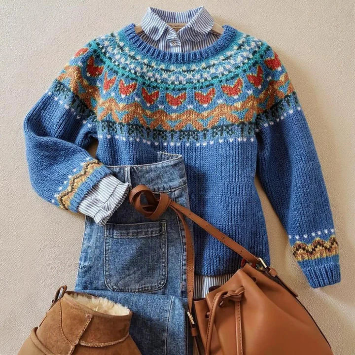Élodie | Pull en maille jacquard nordique