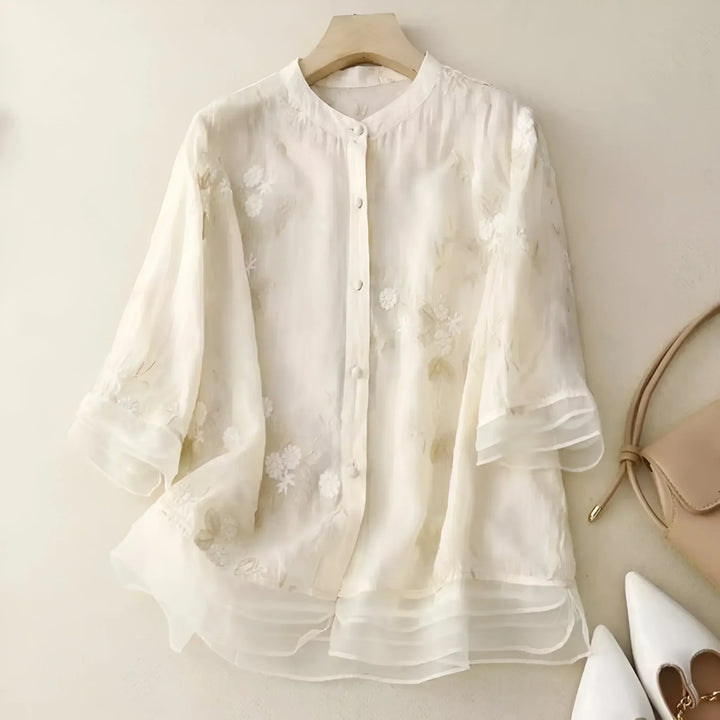 Isabella | Embroidered Button-Up Blouse