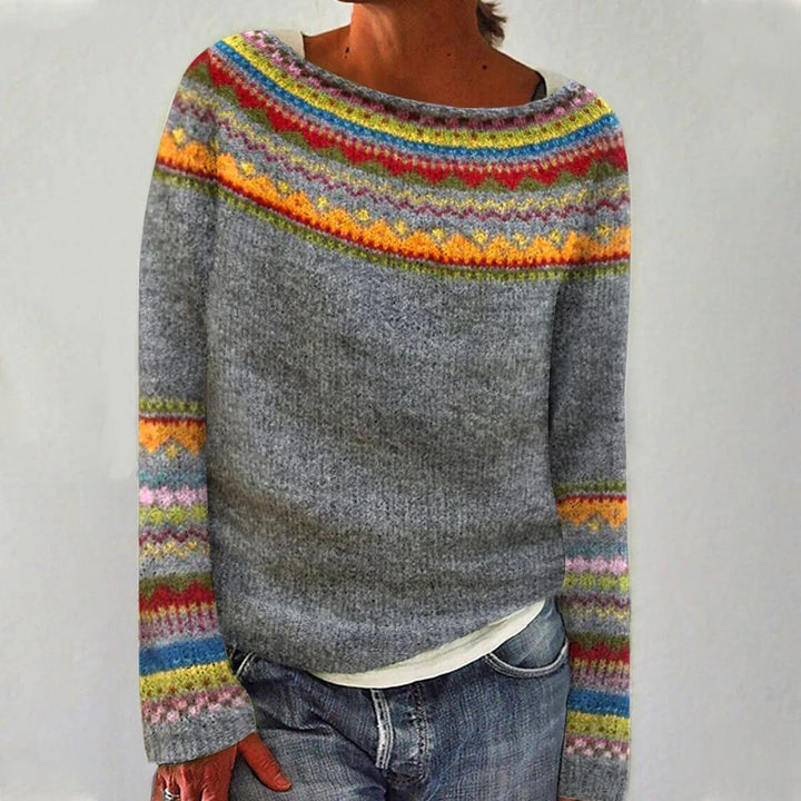 Ysaline | Pull en maille à empiècement multicolore