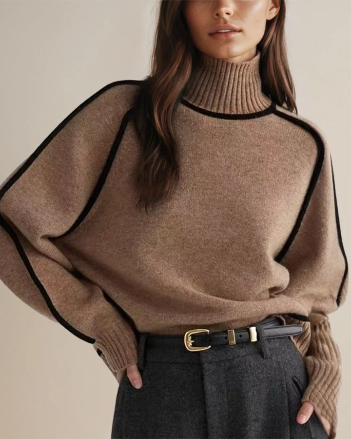 Lucienne | Pull col roulé à bordures contrastées
