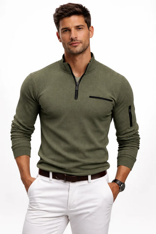 Victor | Elegant Long-Sleeved Zip-Up Polo Shirt