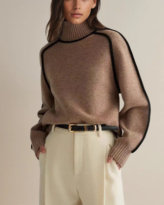Lucienne | Pull col roulé à bordures contrastées