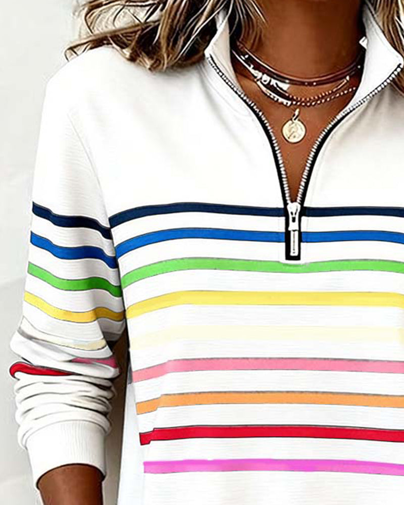 Fanny | Pull demi-zippé à rayures colorées