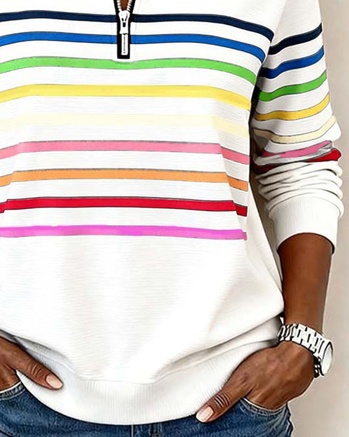 Fanny | Pull demi-zippé à rayures colorées