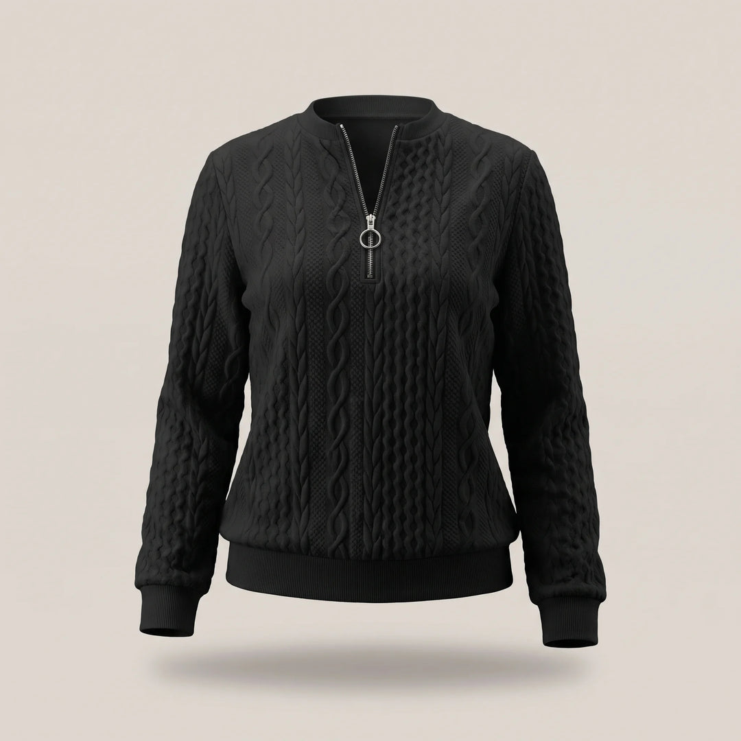 Agnès | Pull torsadé demi-zippé