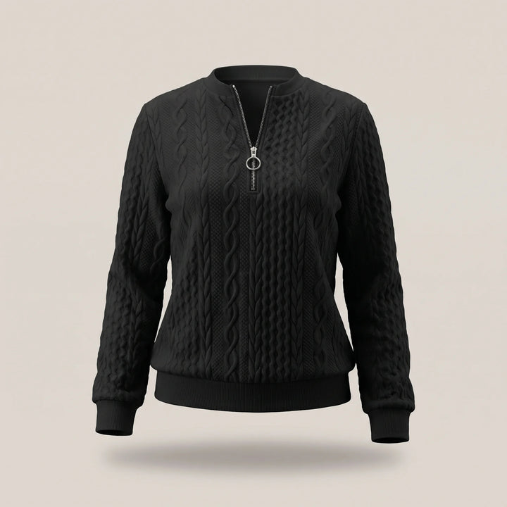 Agnès | Pull torsadé demi-zippé