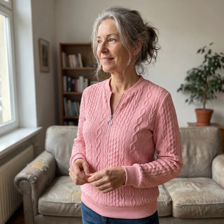 Agnès | Pull torsadé demi-zippé