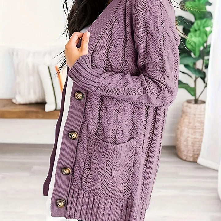 Églantine | Cardigan torsadé boutonné à poches