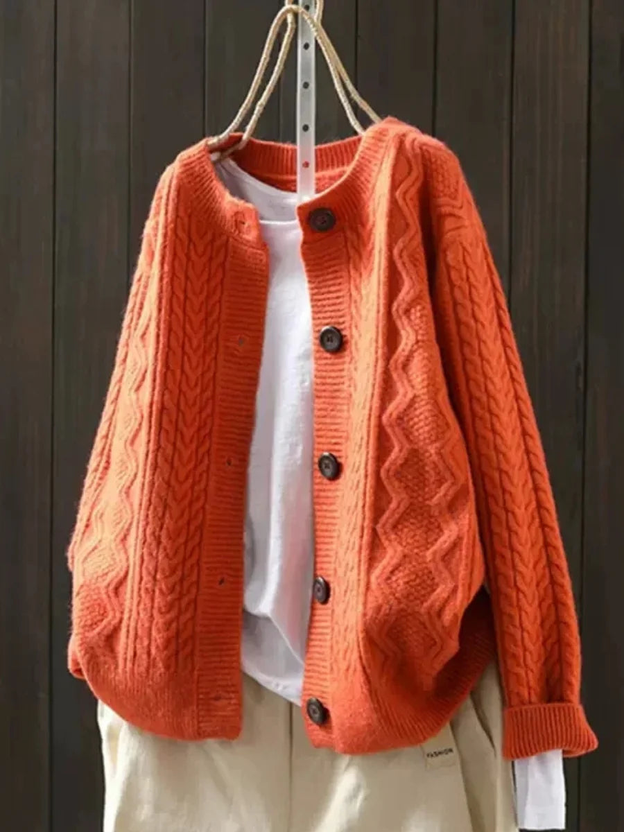 Bérangère | Cardigan torsadé à col rond