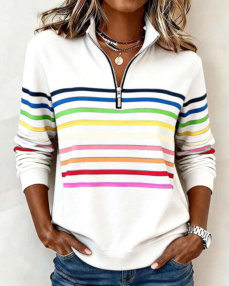 Fanny | Pull demi-zippé à rayures colorées