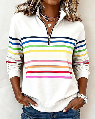 Fanny | Pull demi-zippé à rayures colorées