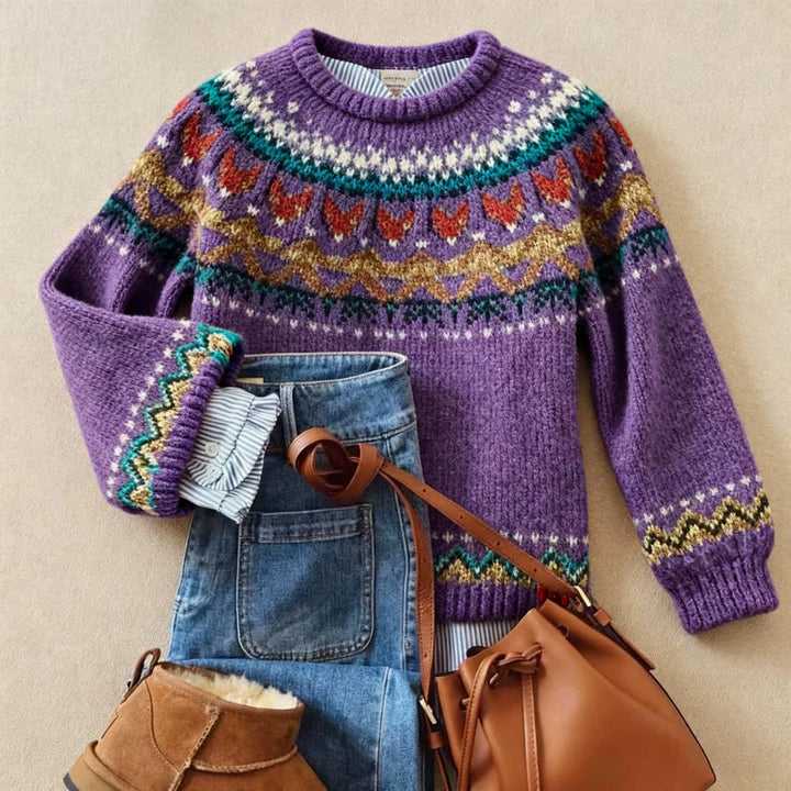 Élodie | Pull en maille jacquard nordique