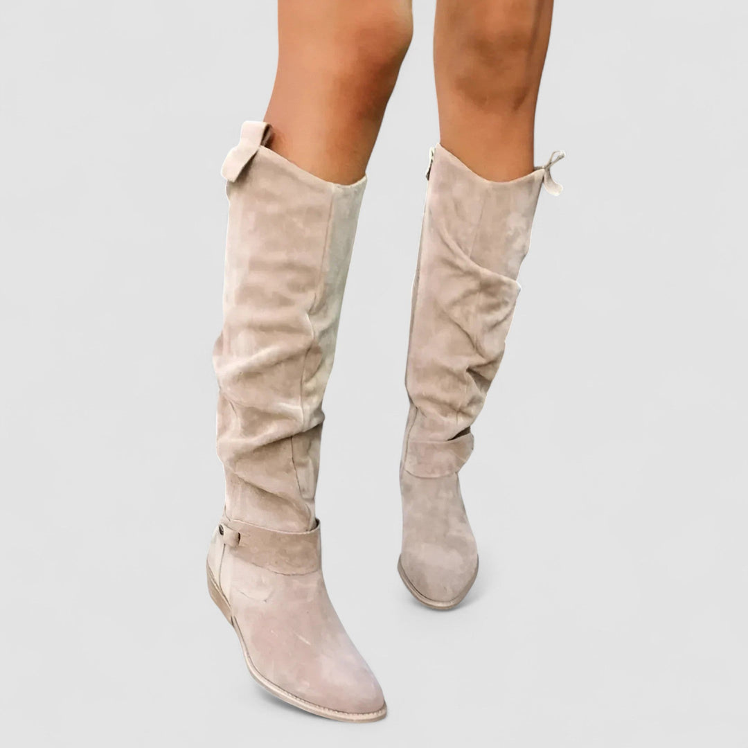 Salomé | Bottes hautes froncées en suédine