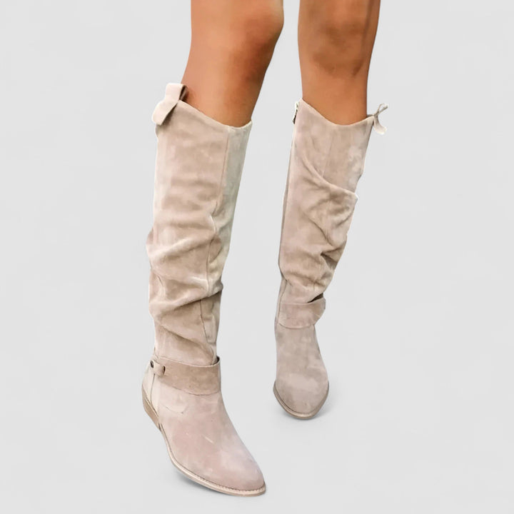 Salomé | Bottes hautes froncées en suédine