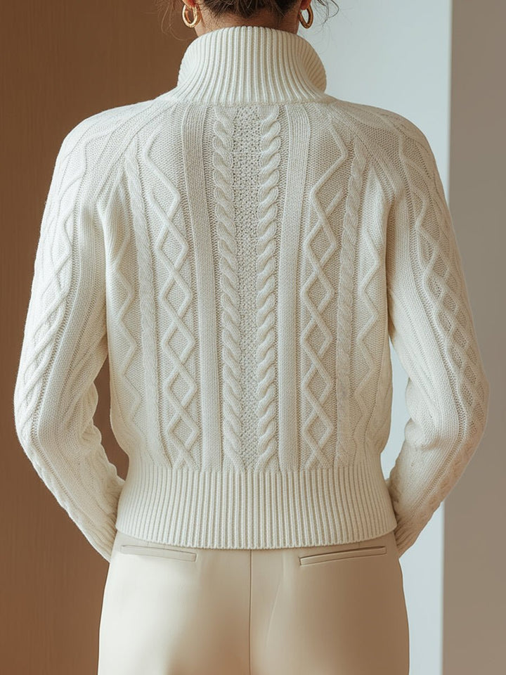 Ophélie | Gilet zippé torsadé à col montant