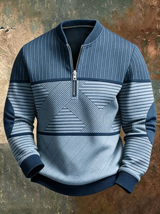 Gaëtan | Pull homme demi-zippé à motif géométrique