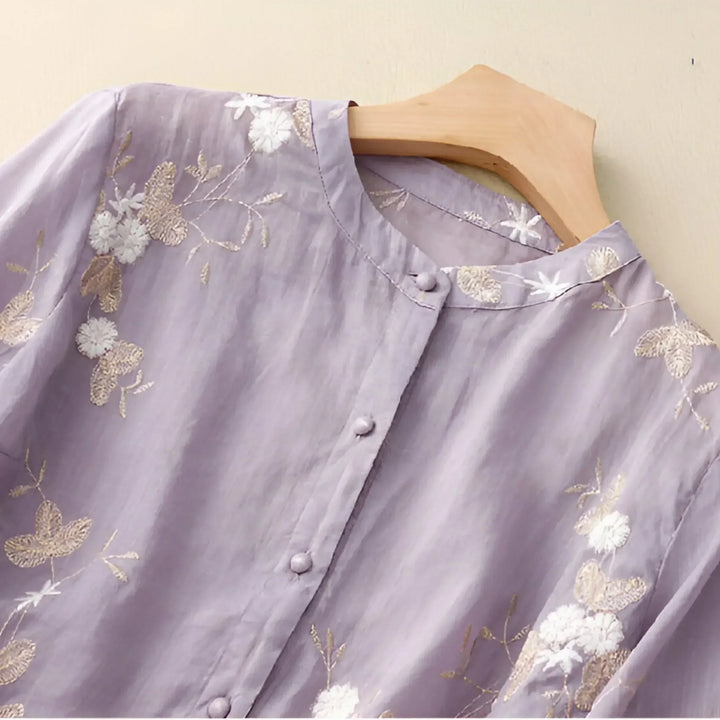 Isabella | Embroidered Button-Up Blouse