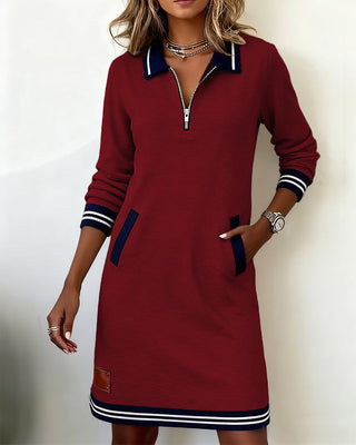 Adèle | Robe polo zippée à manches longues