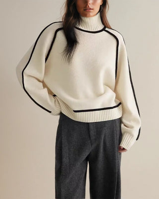 Lucienne | Pull col roulé à bordures contrastées