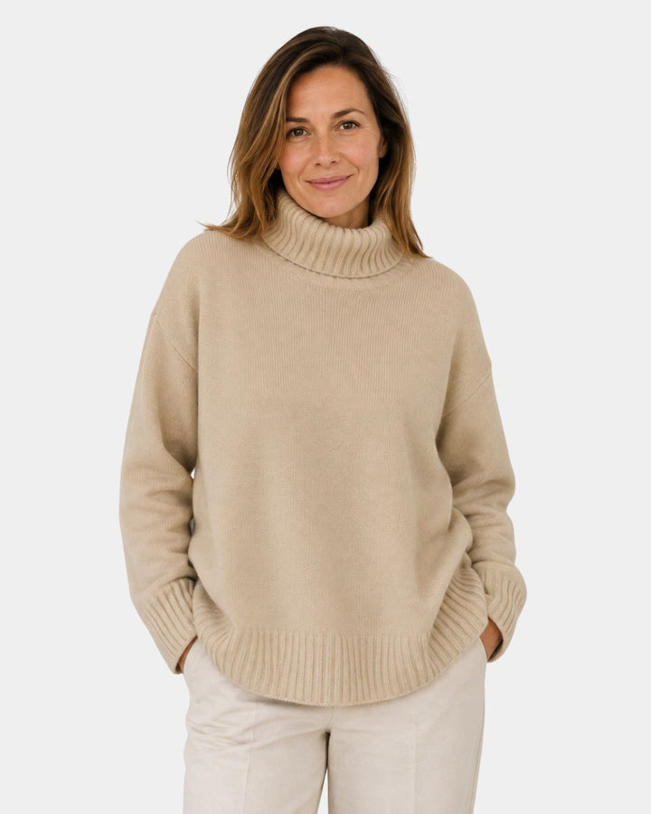 Aurore | Pull col roulé oversize en maille douce