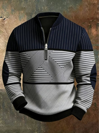 Gaëtan | Pull homme demi-zippé à motif géométrique