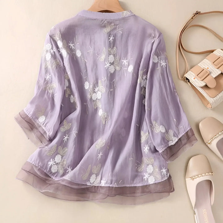 Isabella | Embroidered Button-Up Blouse