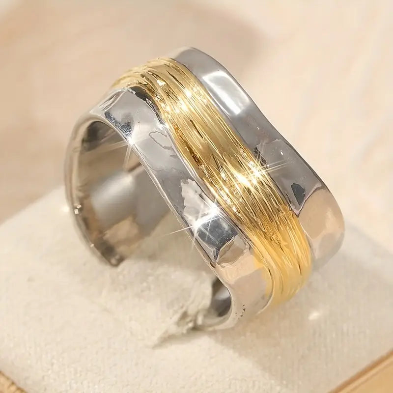 Héloïse | Bague en fil bicolore argent et or