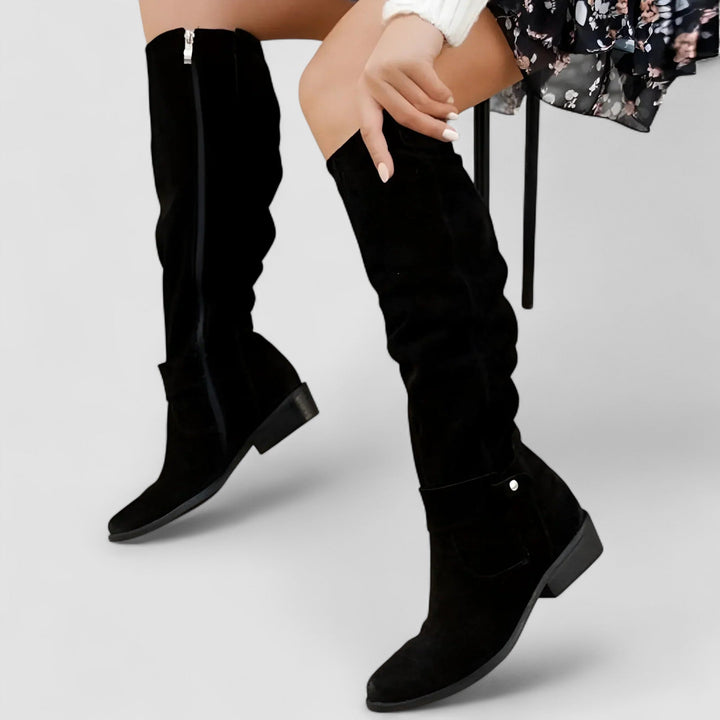 Salomé | Bottes hautes froncées en suédine