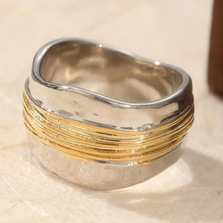 Héloïse | Bague en fil bicolore argent et or