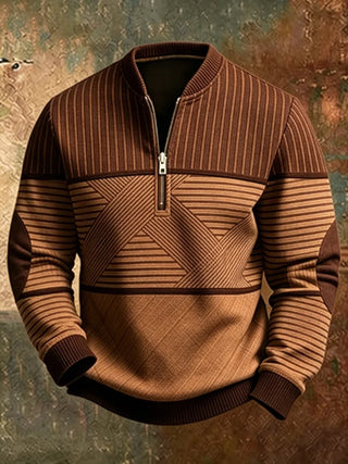 Gaëtan | Pull homme demi-zippé à motif géométrique