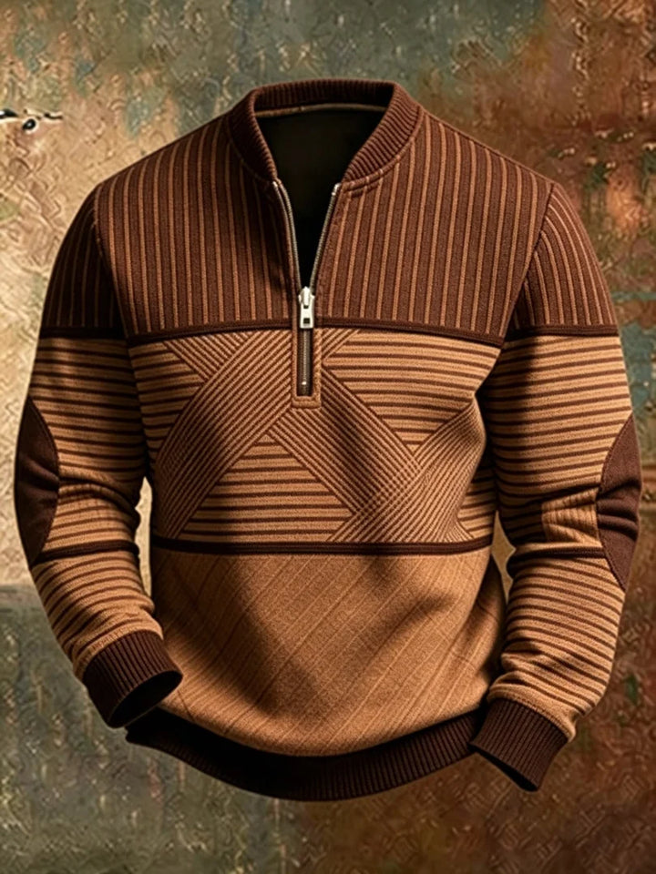 Gaëtan | Pull homme demi-zippé à motif géométrique