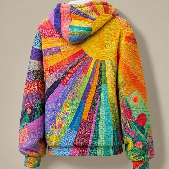 Cerise | Sweat à capuche patchwork matelassé