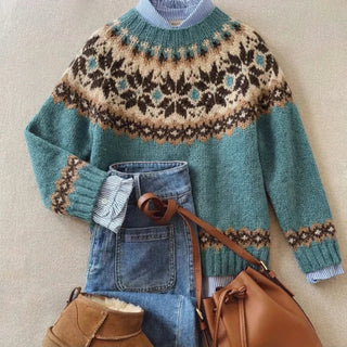 Élodie | Pull en maille jacquard nordique