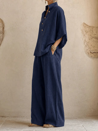 Estelle | Ensemble blouse manches chauve-souris et pantalon large