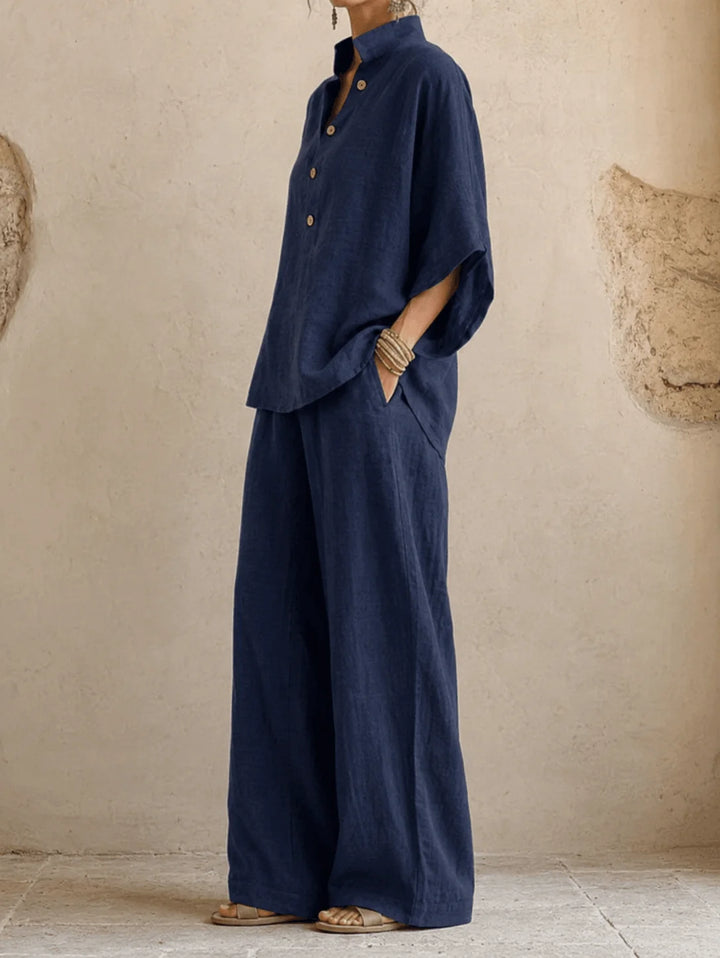 Estelle | Ensemble blouse manches chauve-souris et pantalon large