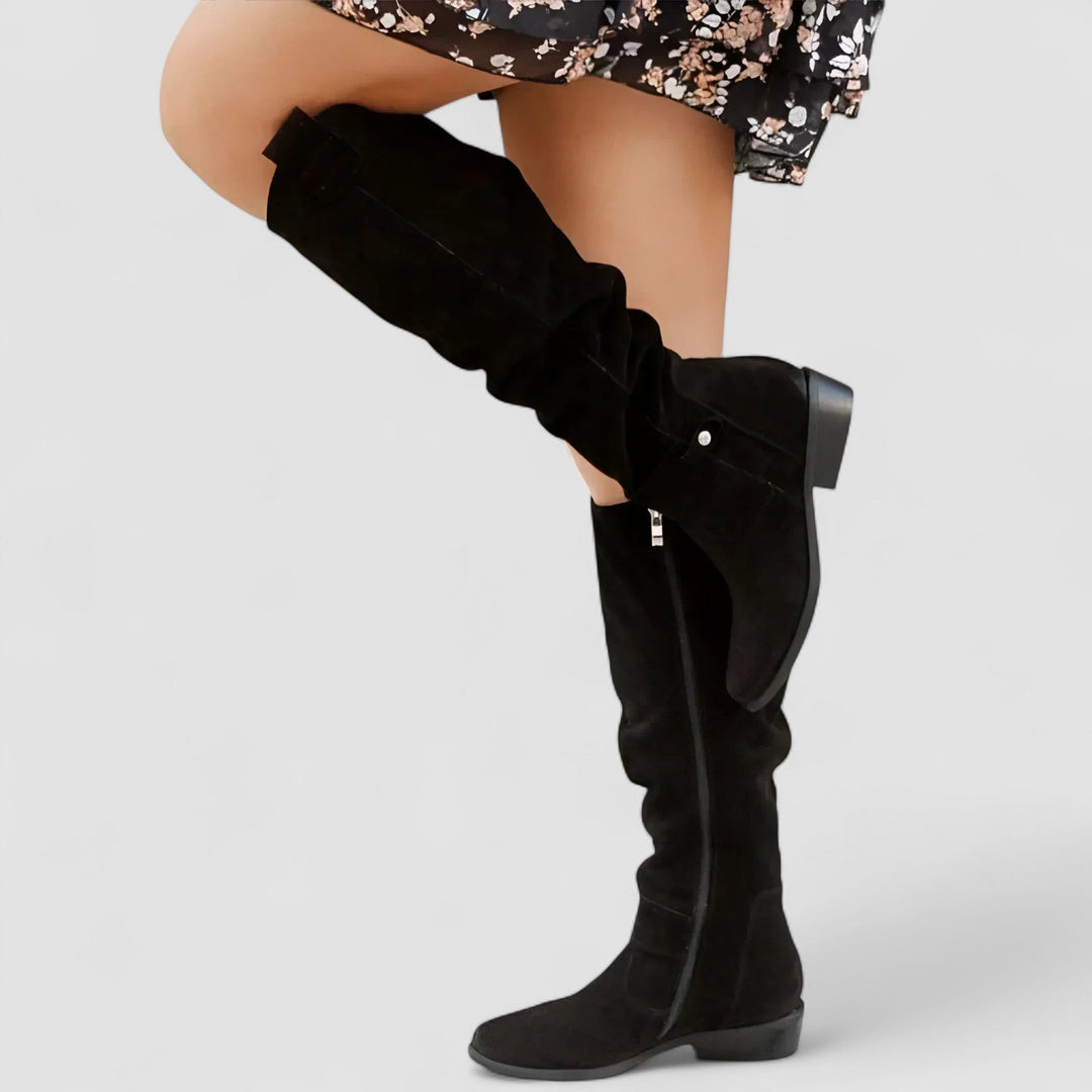 Salomé | Bottes hautes froncées en suédine