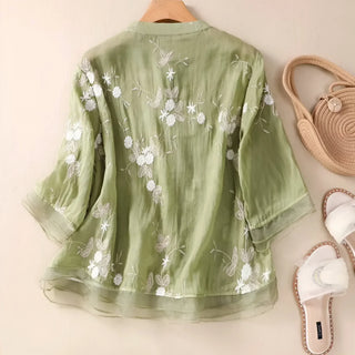 Isabella | Embroidered Button-Up Blouse